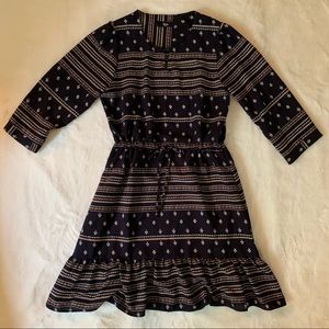 Made in Korea - Dark Blue Pattern Dress - One Size